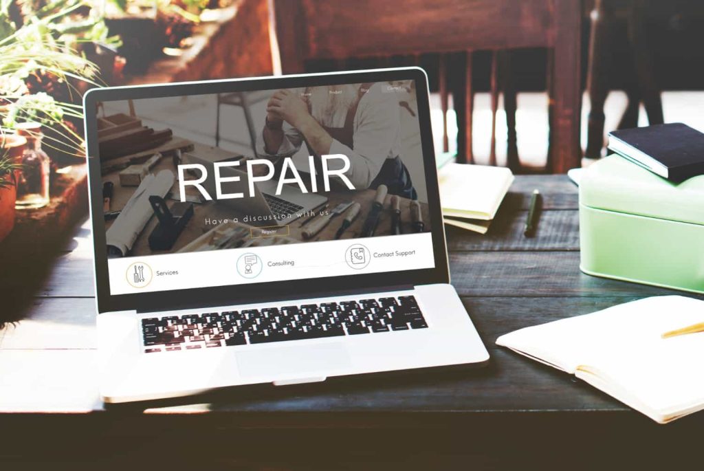 web site repair on laptop